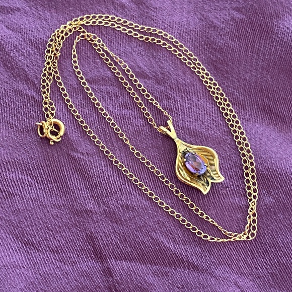 Van Dell Jewelry - Van Dell I Amethyst 14KT Gold Overlay Necklace I February